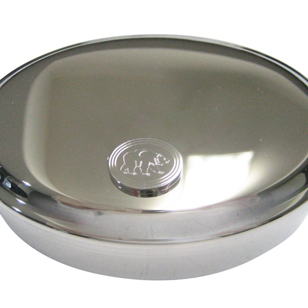 Etched Oval Bear Oval Trinket Jewelry Box